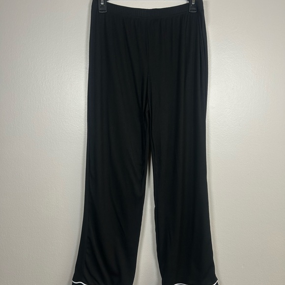 Black Nicole Miller New York knit pants with white piping and elastic waist - Picture 1 of 6